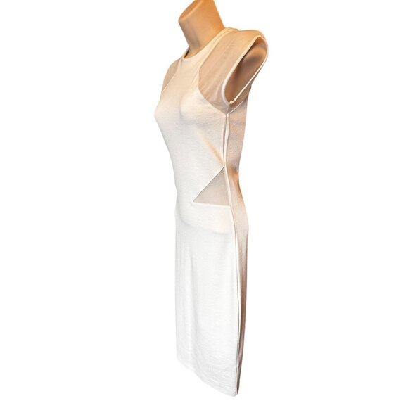 French Connection White Bodycon Sheath Dress Sz 2 Mesh Cutout Party Cocktail - Picture 3 of 11